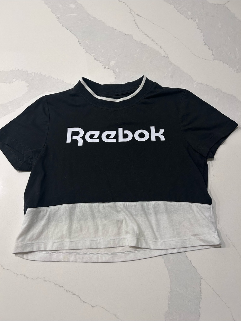 Reebok Black and White Logo Crop Tee